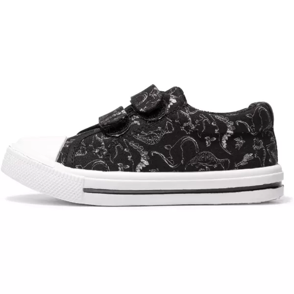 FUNKYMONEY Boys Girls Canvas Sneakers Casual Slip On Adjustable Hook and Loops Walking Shoes for Toddler/Little Kids