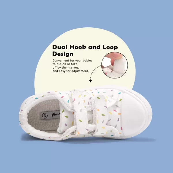 FUNKYMONEY Boys Girls Canvas Sneakers Casual Slip On Adjustable Hook and Loops Walking Shoes for Toddler/Little Kids