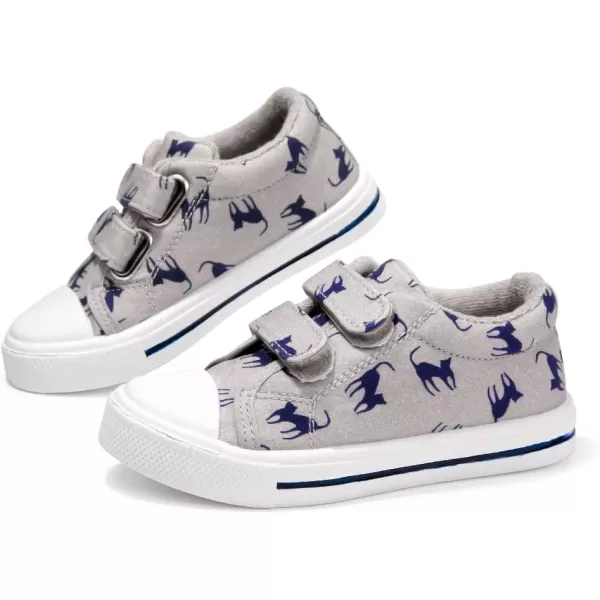 FUNKYMONEY Boys Girls Canvas Sneakers Casual Slip On Adjustable Hook and Loops Walking Shoes for Toddler/Little Kids