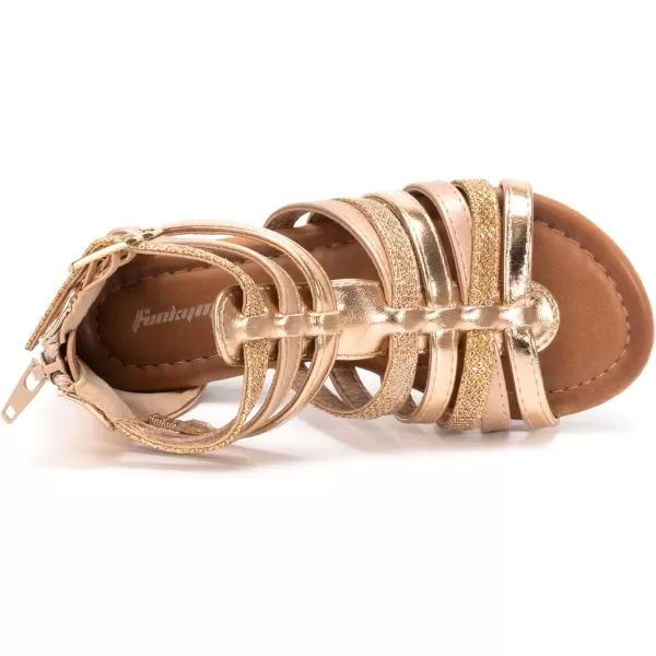 FUNKYMONKEY Girls Gladiator Strap Sandals Flat Fisherman Thong Cross Strappy Sandals