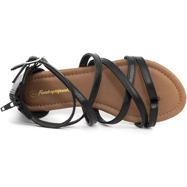 FUNKYMONKEY Girls Gladiator Strap Sandals Flat Fisherman Thong Cross Strappy Sandals