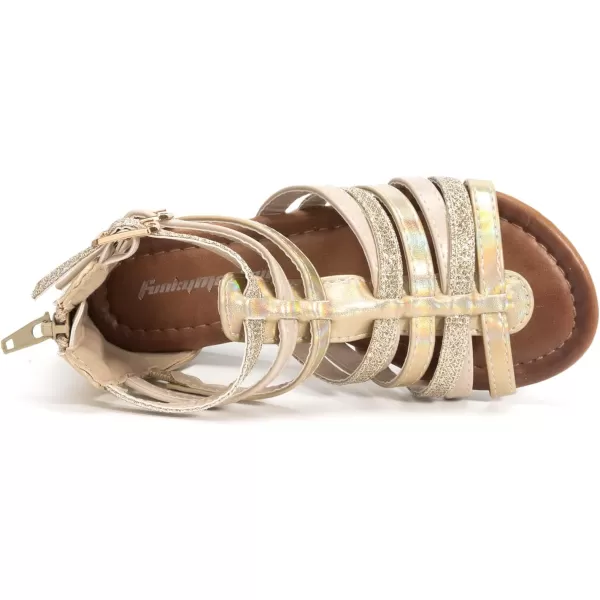 FUNKYMONKEY Girls Gladiator Strap Sandals Flat Fisherman Thong Cross Strappy Sandals
