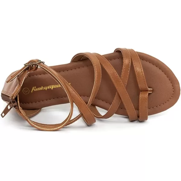 FUNKYMONKEY Girls Gladiator Strap Sandals Flat Fisherman Thong Cross Strappy Sandals