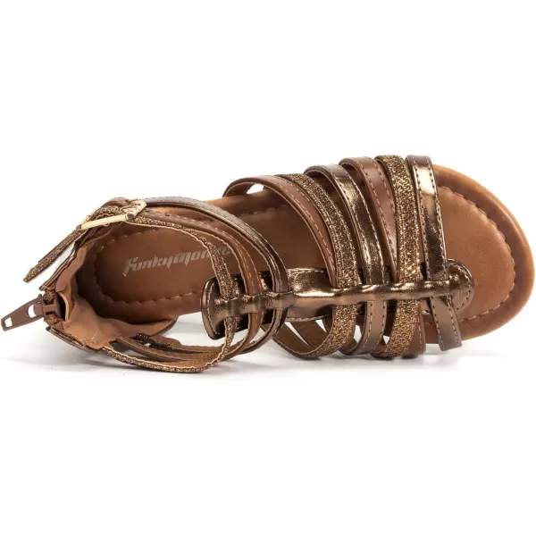 FUNKYMONKEY Girls Gladiator Strap Sandals Flat Fisherman Thong Cross Strappy Sandals