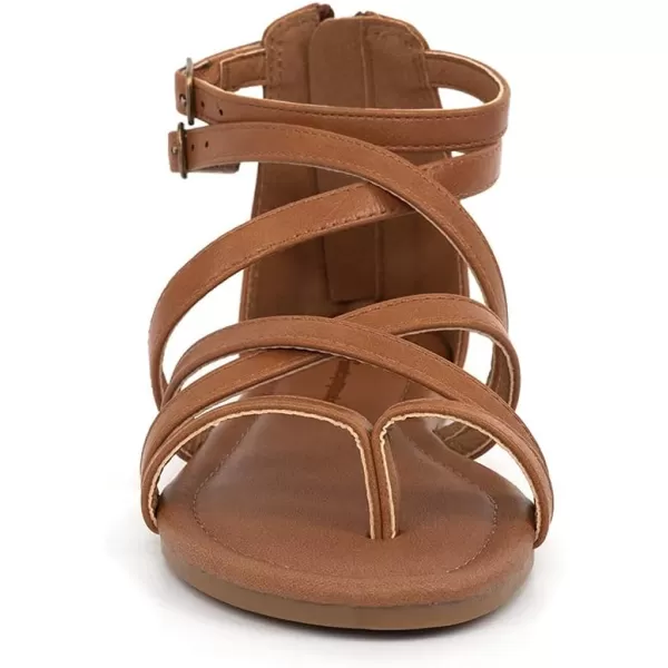 FUNKYMONKEY Girls Gladiator Strap Sandals Flat Fisherman Thong Cross Strappy Sandals