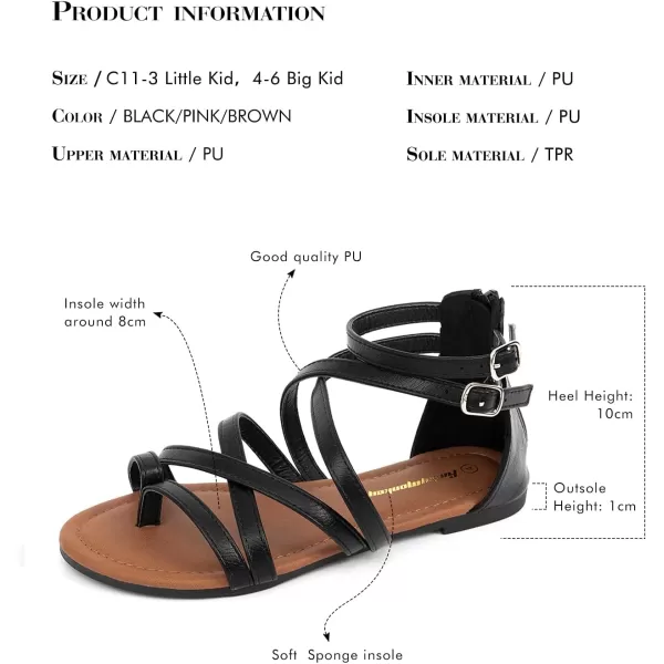 FUNKYMONKEY Girls Gladiator Strap Sandals Flat Fisherman Thong Cross Strappy Sandals
