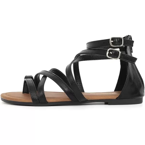 FUNKYMONKEY Girls Gladiator Strap Sandals Flat Fisherman Thong Cross Strappy Sandals