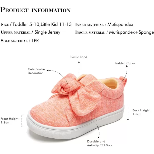 FUNKYMONKEY Girls Sneakers Lightweight Cute Bowknot Casual Walking Shoes for Toddler/Little Kids