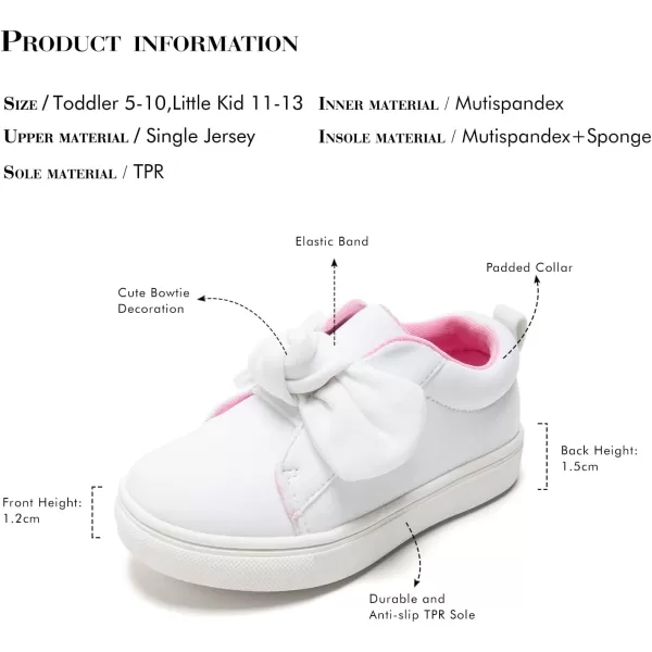 FUNKYMONKEY Girls Sneakers Lightweight Cute Bowknot Casual Walking Shoes for Toddler/Little Kids