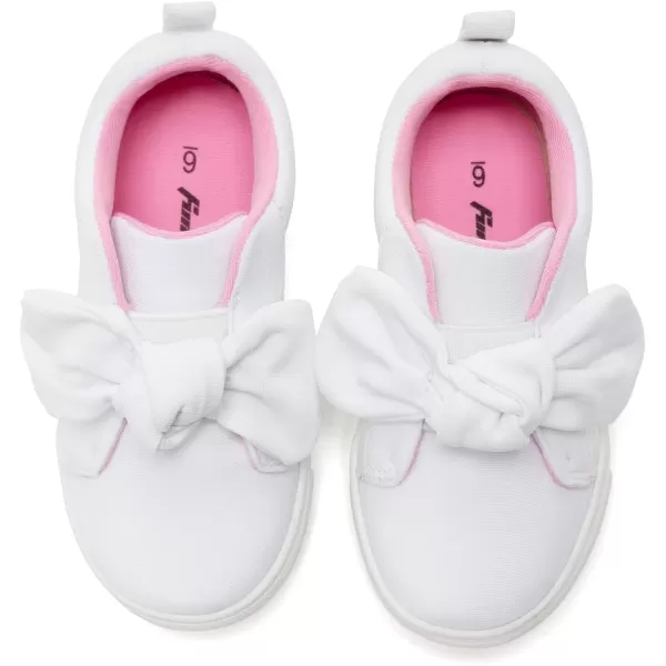FUNKYMONKEY Girls Sneakers Lightweight Cute Bowknot Casual Walking Shoes for Toddler/Little Kids