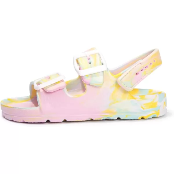 FUNKYMONKEY Unisex-Child Slides Double Buckle Adjustable EVA Flat Sandals for Boys Girls