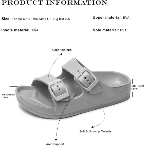 FUNKYMONKEY Unisex-Child Slides Double Buckle Adjustable EVA Flat Sandals for Boys Girls