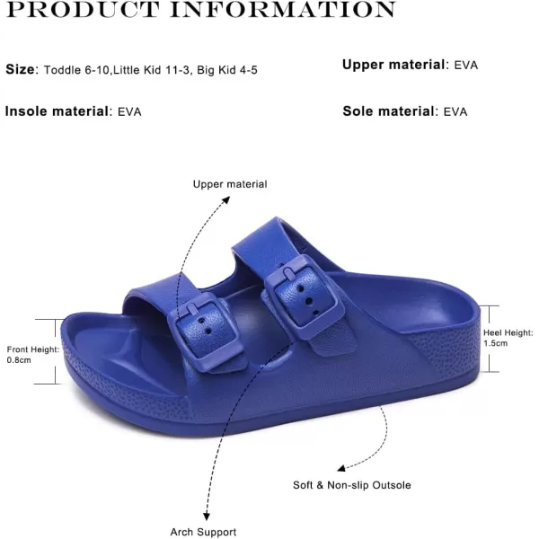 FUNKYMONKEY Unisex-Child Slides Double Buckle Adjustable EVA Flat Sandals for Boys Girls
