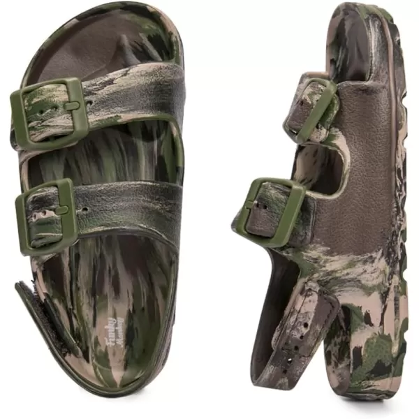 FUNKYMONKEY Unisex-Child Slides Double Buckle Adjustable EVA Flat Sandals for Boys Girls