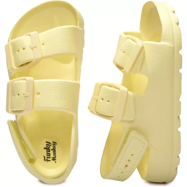 FUNKYMONKEY Unisex-Child Slides Double Buckle Adjustable EVA Flat Sandals for Boys Girls