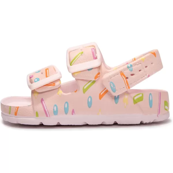 FUNKYMONKEY Unisex-Child Slides Double Buckle Adjustable EVA Flat Sandals for Boys Girls