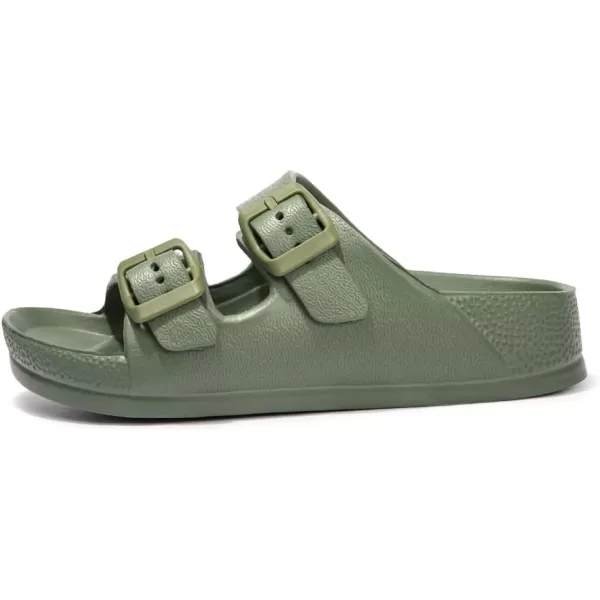 FUNKYMONKEY Unisex-Child Slides Double Buckle Adjustable EVA Flat Sandals for Boys Girls