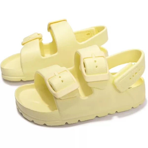 FUNKYMONKEY Unisex-Child Slides Double Buckle Adjustable EVA Flat Sandals for Boys Girls
