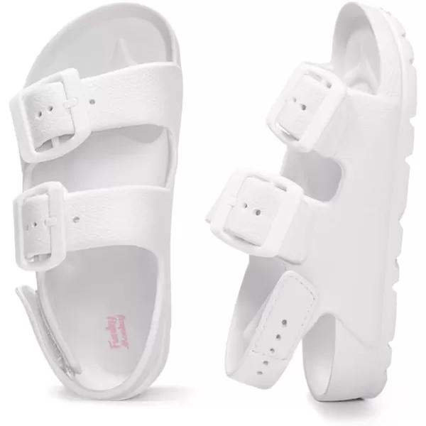 FUNKYMONKEY Unisex-Child Slides Double Buckle Adjustable EVA Flat Sandals for Boys Girls