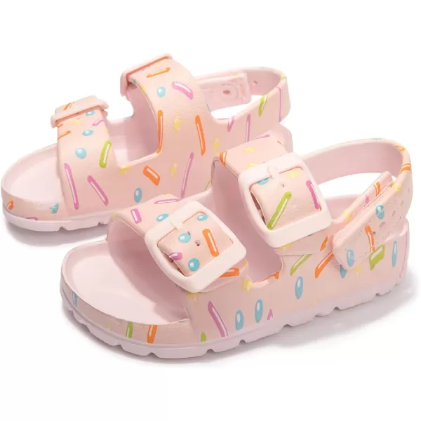 FUNKYMONKEY Unisex-Child Slides Double Buckle Adjustable EVA Flat Sandals for Boys Girls