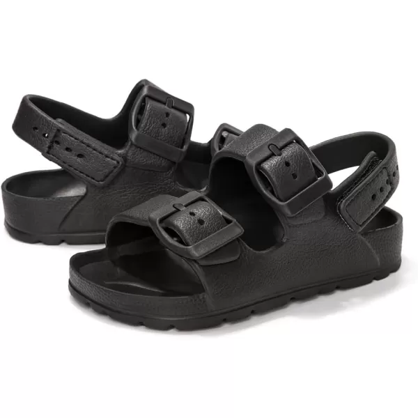 FUNKYMONKEY Unisex-Child Slides Double Buckle Adjustable EVA Flat Sandals for Boys Girls