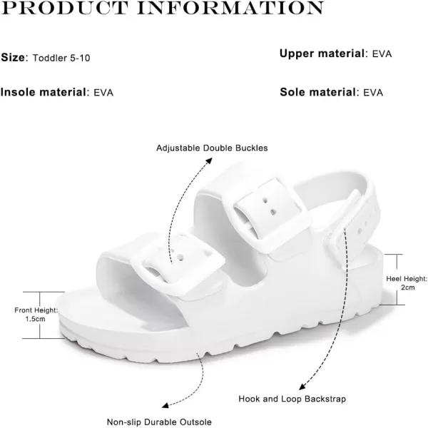 FUNKYMONKEY Unisex-Child Slides Double Buckle Adjustable EVA Flat Sandals for Boys Girls