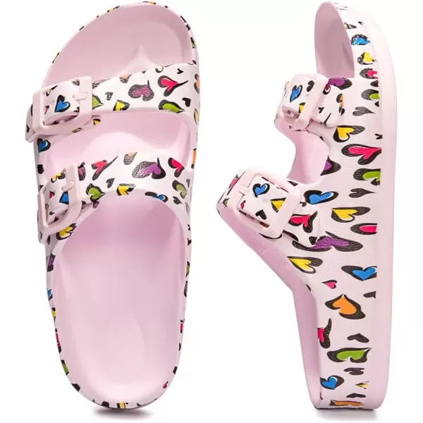 FUNKYMONKEY Unisex-Child Slides Double Buckle Adjustable EVA Flat Sandals for Boys Girls