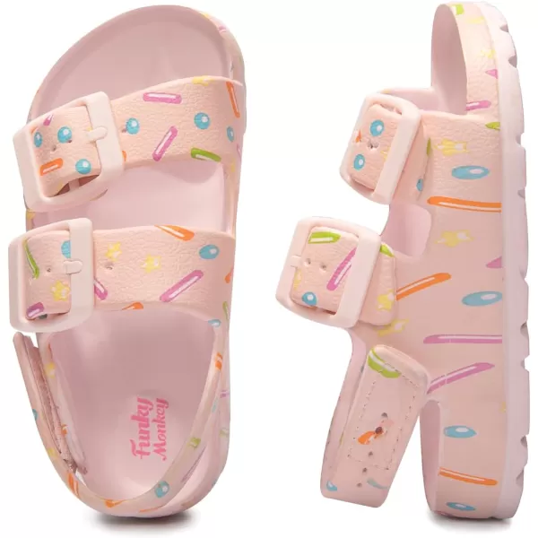 FUNKYMONKEY Unisex-Child Slides Double Buckle Adjustable EVA Flat Sandals for Boys Girls