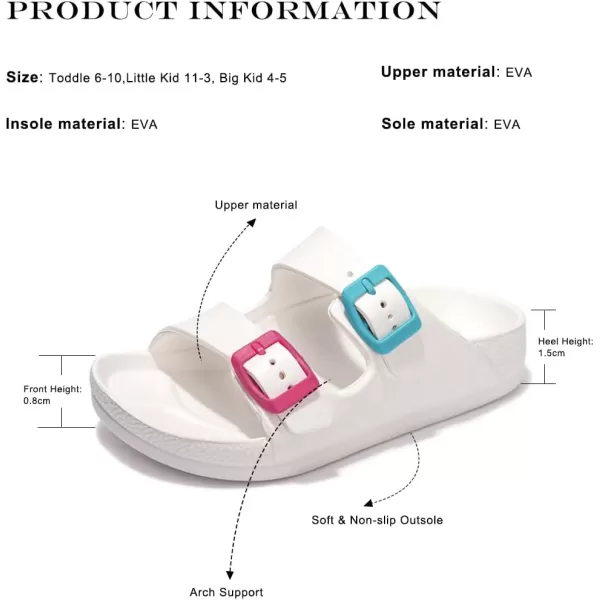 FUNKYMONKEY Unisex-Child Slides Double Buckle Adjustable EVA Flat Sandals for Boys Girls