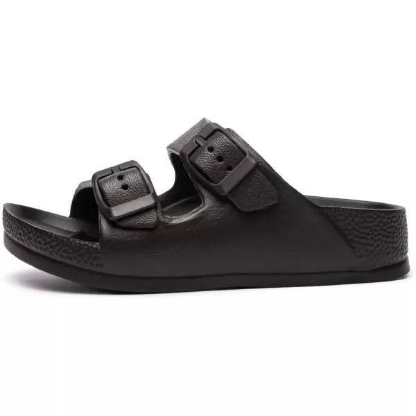 FUNKYMONKEY Unisex-Child Slides Double Buckle Adjustable EVA Flat Sandals for Boys Girls