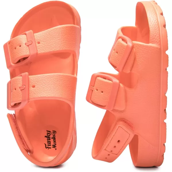 FUNKYMONKEY Unisex-Child Slides Double Buckle Adjustable EVA Flat Sandals for Boys Girls