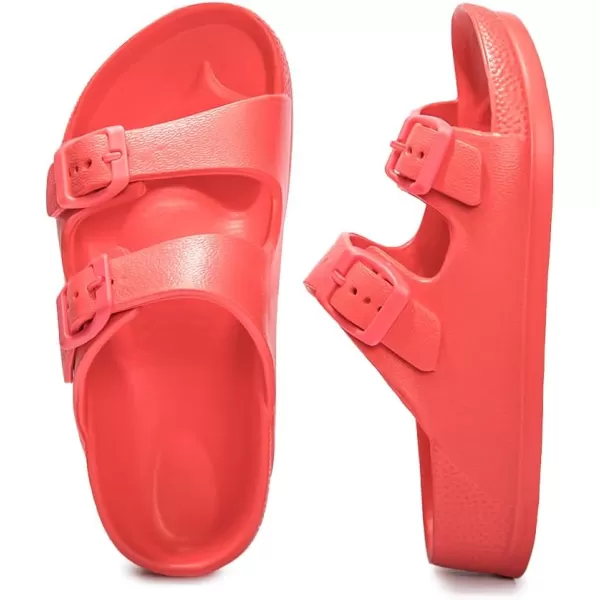 FUNKYMONKEY Unisex-Child Slides Double Buckle Adjustable EVA Flat Sandals for Boys Girls