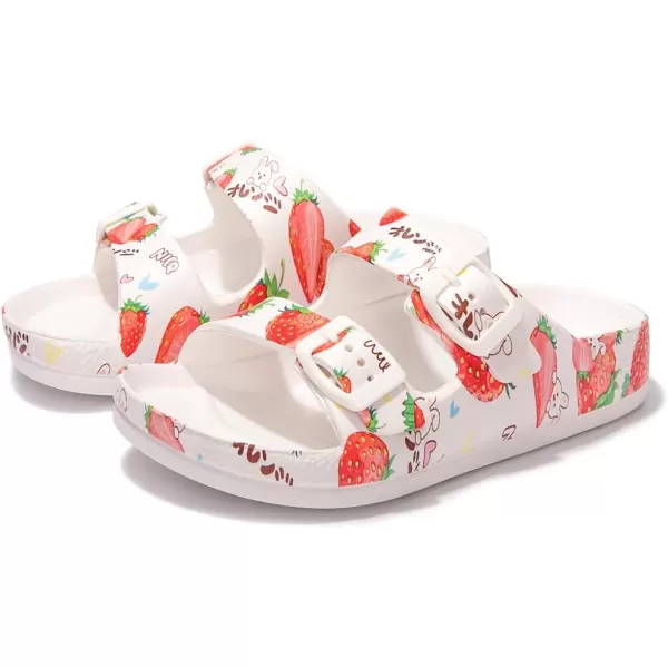 FUNKYMONKEY Unisex-Child Slides Double Buckle Adjustable EVA Flat Sandals for Boys Girls
