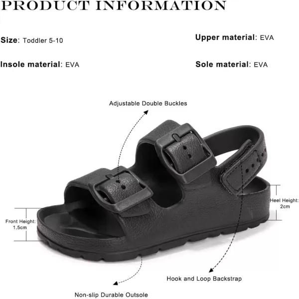 FUNKYMONKEY Unisex-Child Slides Double Buckle Adjustable EVA Flat Sandals for Boys Girls