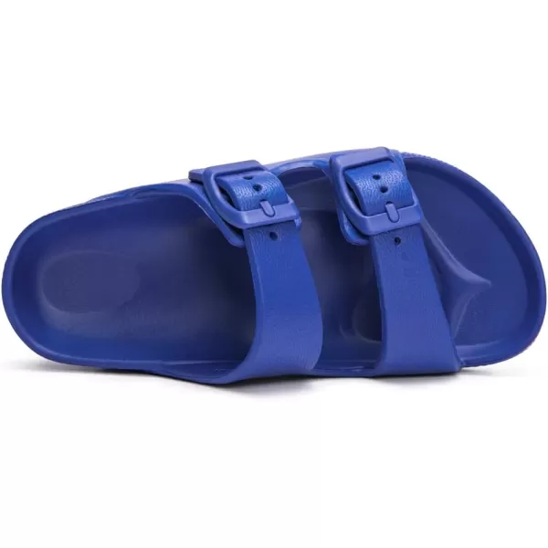 FUNKYMONKEY Unisex-Child Slides Double Buckle Adjustable EVA Flat Sandals for Boys Girls