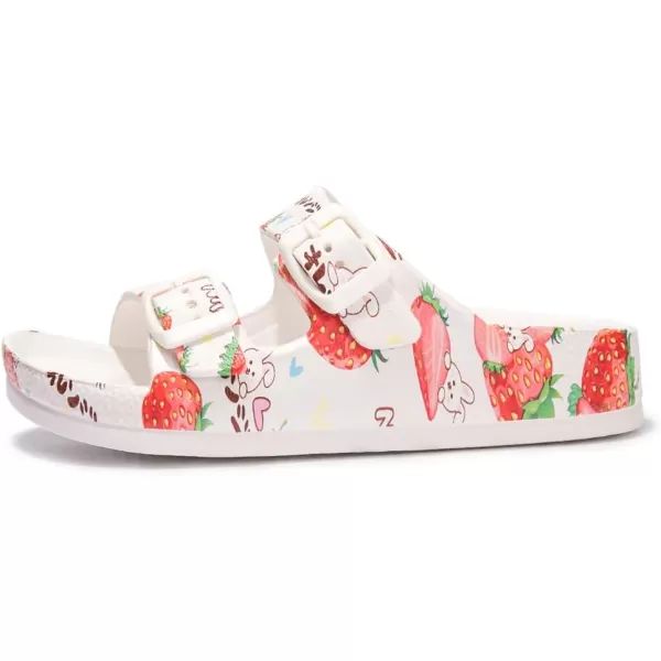 FUNKYMONKEY Unisex-Child Slides Double Buckle Adjustable EVA Flat Sandals for Boys Girls