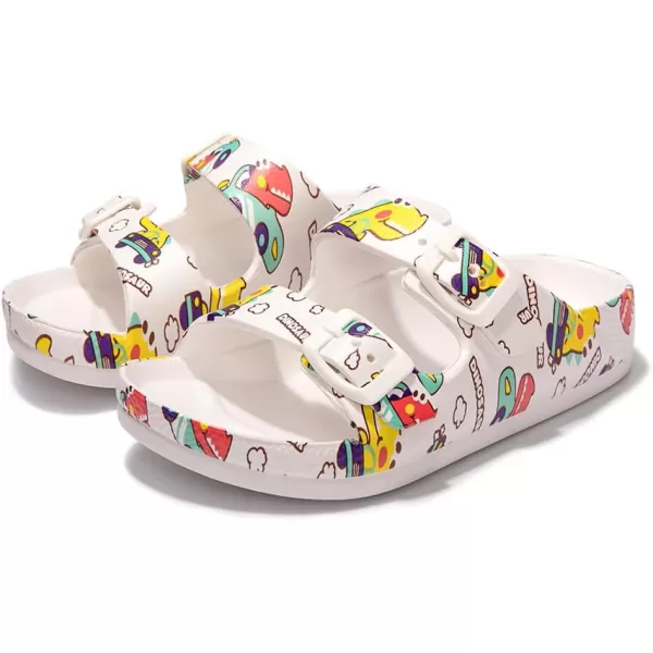 FUNKYMONKEY Unisex-Child Slides Double Buckle Adjustable EVA Flat Sandals for Boys Girls