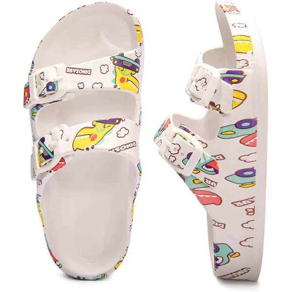 FUNKYMONKEY Unisex-Child Slides Double Buckle Adjustable EVA Flat Sandals for Boys Girls