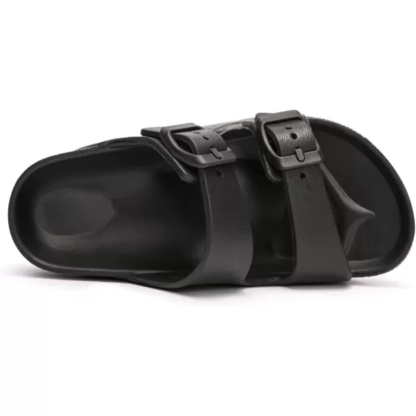 FUNKYMONKEY Unisex-Child Slides Double Buckle Adjustable EVA Flat Sandals for Boys Girls