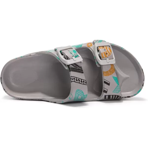 FUNKYMONKEY Unisex-Child Slides Double Buckle Adjustable EVA Flat Sandals for Boys Girls