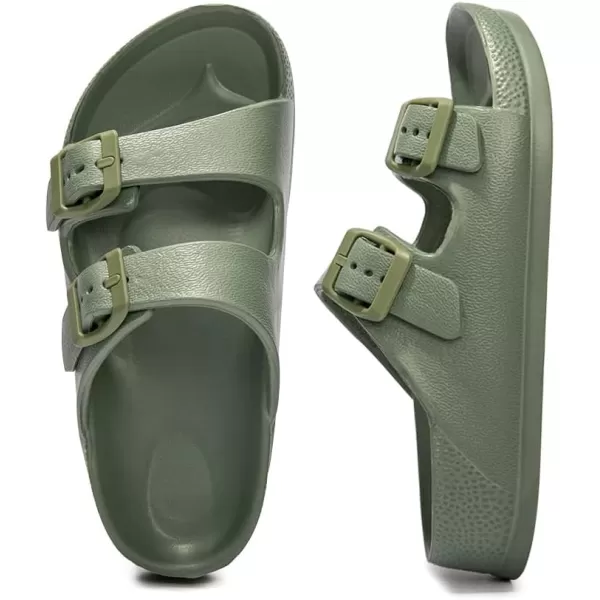 FUNKYMONKEY Unisex-Child Slides Double Buckle Adjustable EVA Flat Sandals for Boys Girls