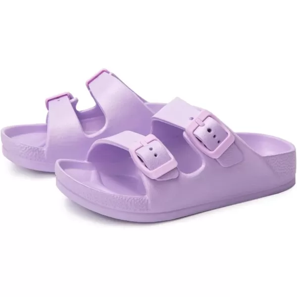 FUNKYMONKEY Unisex-Child Slides Double Buckle Adjustable EVA Flat Sandals for Boys Girls