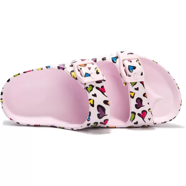 FUNKYMONKEY Unisex-Child Slides Double Buckle Adjustable EVA Flat Sandals for Boys Girls