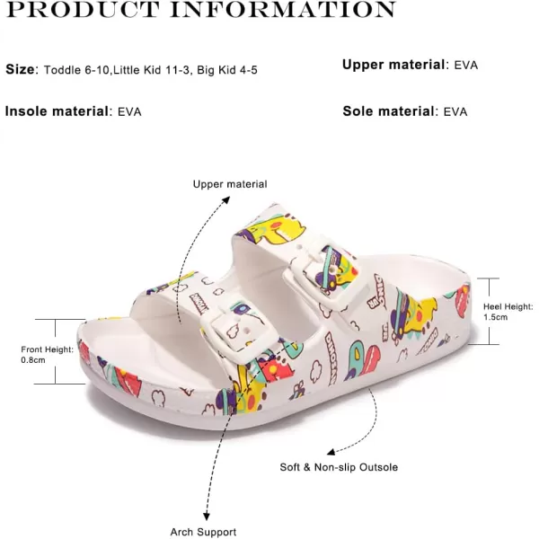 FUNKYMONKEY Unisex-Child Slides Double Buckle Adjustable EVA Flat Sandals for Boys Girls