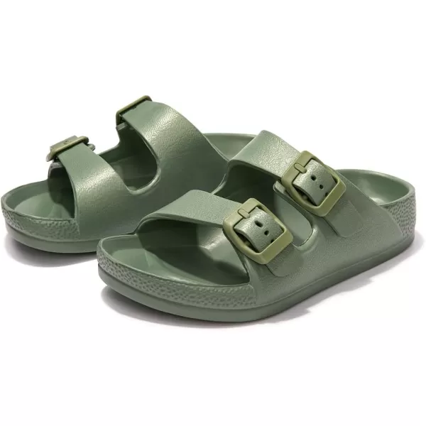 FUNKYMONKEY Unisex-Child Slides Double Buckle Adjustable EVA Flat Sandals for Boys Girls