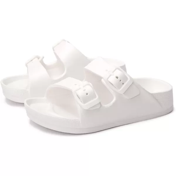 FUNKYMONKEY Unisex-Child Slides Double Buckle Adjustable EVA Flat Sandals for Boys Girls
