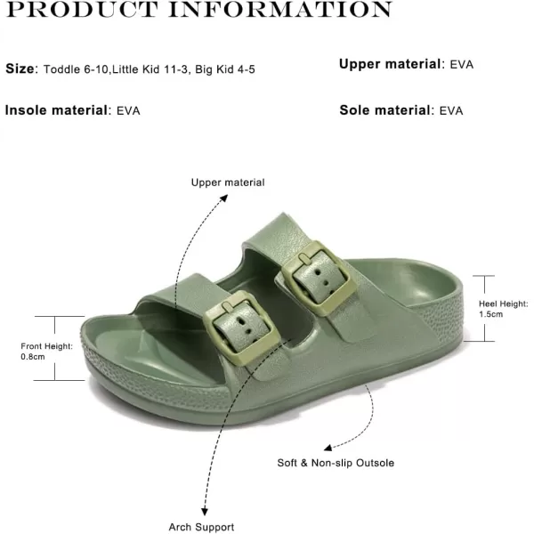 FUNKYMONKEY Unisex-Child Slides Double Buckle Adjustable EVA Flat Sandals for Boys Girls