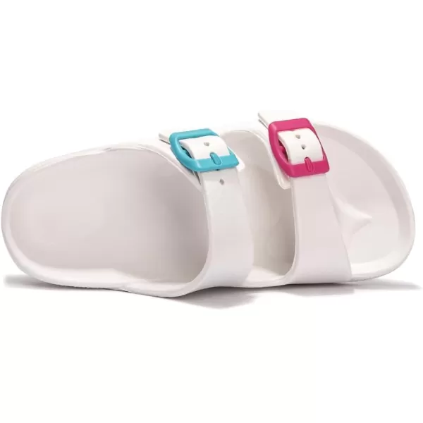 FUNKYMONKEY Unisex-Child Slides Double Buckle Adjustable EVA Flat Sandals for Boys Girls