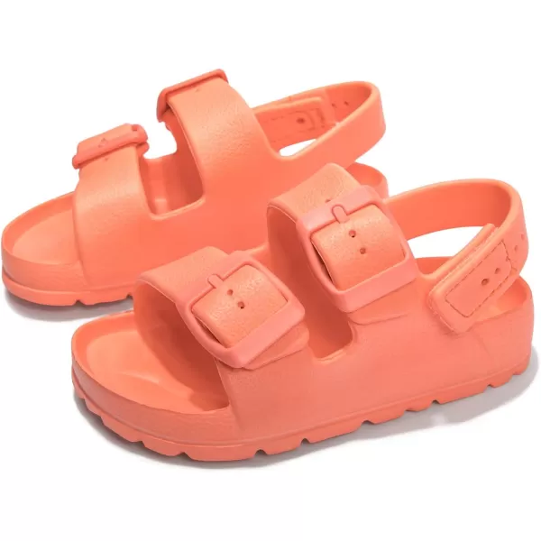FUNKYMONKEY Unisex-Child Slides Double Buckle Adjustable EVA Flat Sandals for Boys Girls