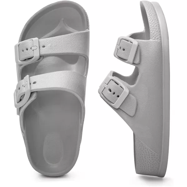 FUNKYMONKEY Unisex-Child Slides Double Buckle Adjustable EVA Flat Sandals for Boys Girls